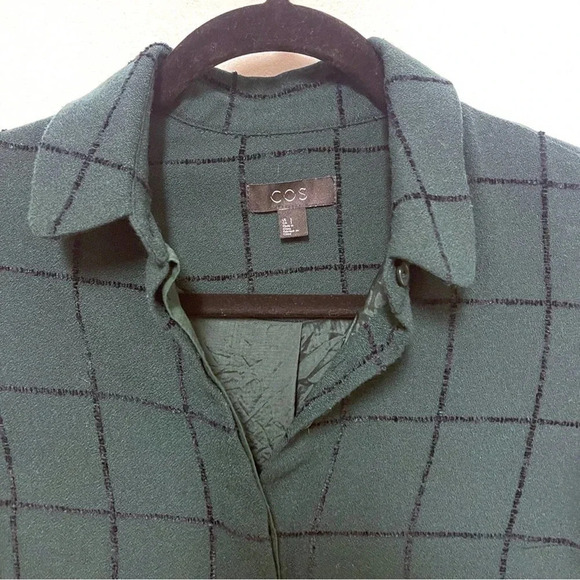 COS Windowpane Plaid Button Down Shirt Dress - Business Casual Knee Length - Picture 2 of 5